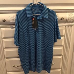 Under Armour Polo Blue and White stripe XXL